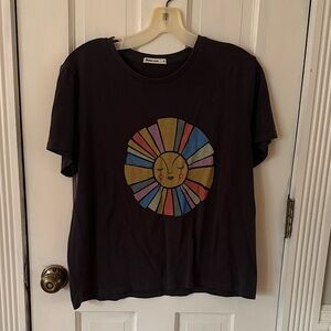 Marine Layer Gray Black Tee with Colorful Sunshine size M
